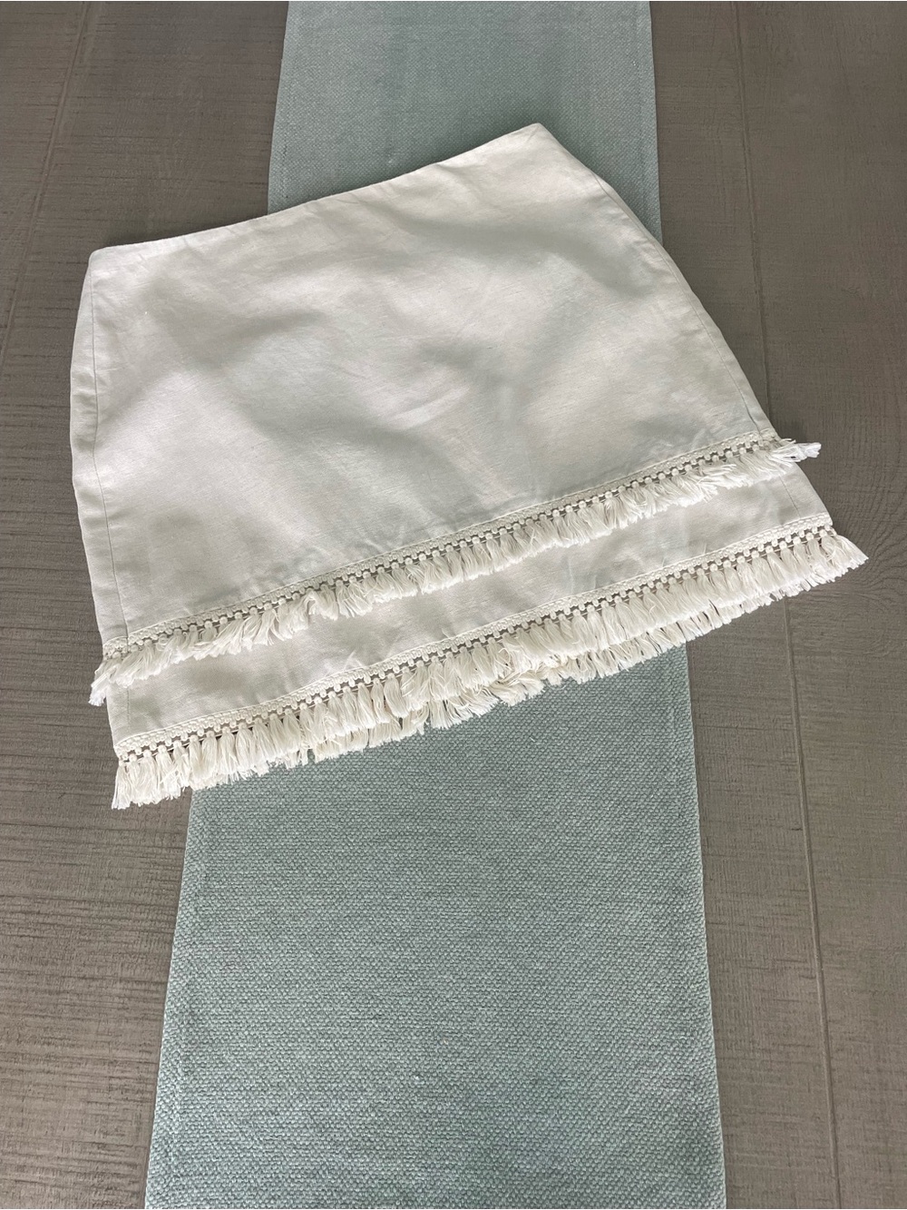LOFT Cream Fringe-Trim Mini Skirt - Size 10